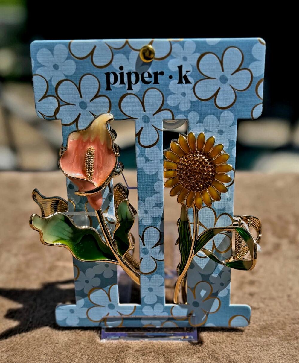 piper·k Pink Calla & Yellow Sunflower Floral Hair Clips